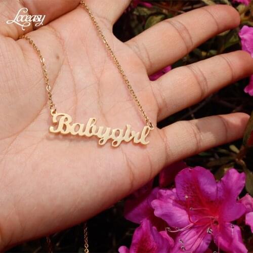 Baby girl necklace Babygirl necklace custom name stainless steelletter pendant birthday gift girlfriend jewelry