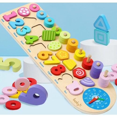3 IN 1Children Eduactional Toys Multi-function Logarithmic Board Montessori Educational Wooden Toys Children Wooden Math Toys