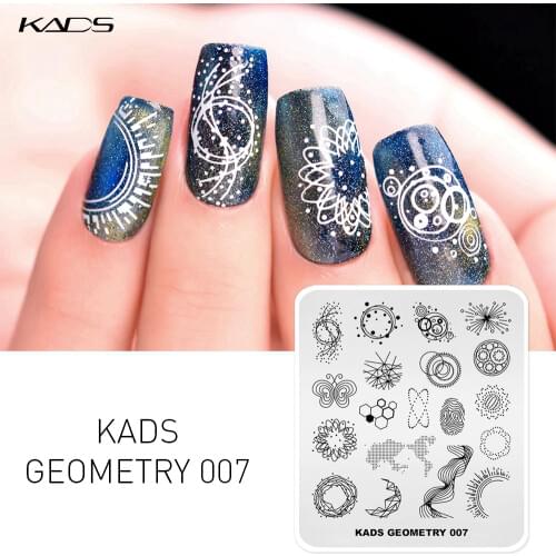 KADS Geometry 007 pattern nail stamp templates nail art stamping Plate Image Template Tools For printing DIY Manicure Stencils
