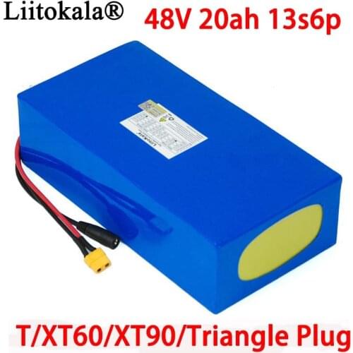 LiitoKala 48V 20ah 13s6p Lithium Battery Pack 54.2V 2000W Electric Bicycle batteries Built in 50A BMS T/XT60/XT90/Triangle plug