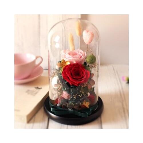 Eternal Preserved Rose In Glass Dome Cover Beautiful Wedding Home Birthday Party Car Decoration Valentine Gifts for Women