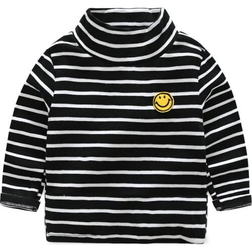 2020 new Autumn boys girls turtleneck stripe T shirt Solid color Cotton Bottoming shirt toddler sweatshirts Hoodies kid clothing