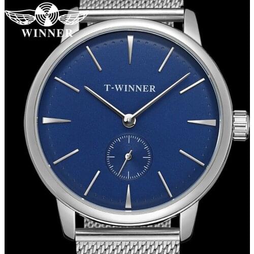 WINNER Fashion Mechanical Men Wristwatch Military Sport Male Clock Top Brand Luxury Blue Skeleton Stainless Steel Man Watch 8165