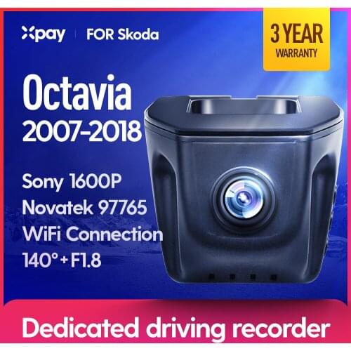 XPAY Video Recorder DVR X1 Pro is suitable for Skoda Octavia 2007 2008 2009 2010 2011 2012 2013 2014 2015 2016 2017 2018 front and rear dual recording driving recorder HD camera 1600P HD night vision