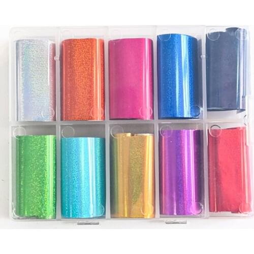 10rolls MIRROR Holographic Ripple Hexagon Nail Transfer Sticker 4*100 Gold/Blue PVC Firework DIY Nail ART Foil Sticker #NZ07-87H