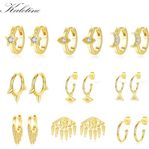 KALETINE Evil Eye Star Moon Tassel Drop Earrings for Women 925 Sterling Silver Small Earrings Gold Drop Earrings Allied express
