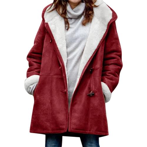Womens Winter Warm Coats Lightweight Hooded Thicken Long Jackets with Horn Button PR Sale