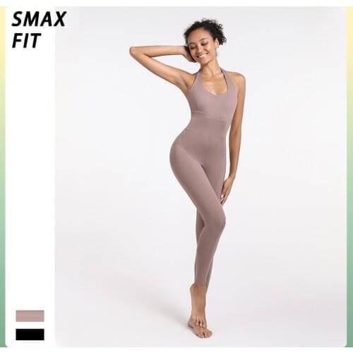 SMAX FIT Beauty Back Women One-Piece Halter Outfit Yoga Wear Active Wear Women Jumpsuit Yoga Set Workout Tracksuit Gym Clothes