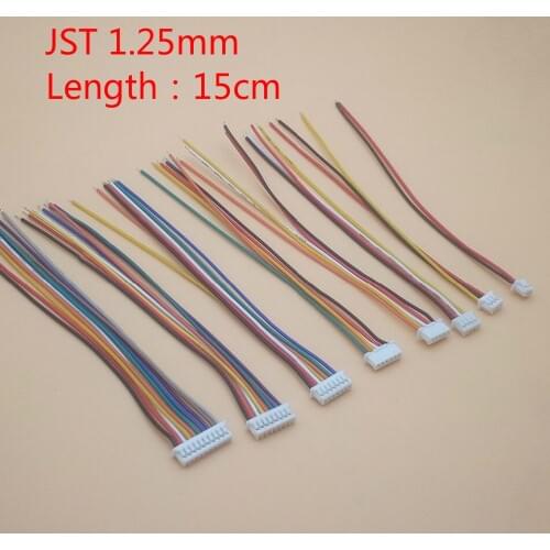 100Pcs JST 1.25 2/3/4/5/6/7/8/9/10 Pin Single Head Plug With 28AWG 150mm Electronic Wire For 1.25mm PCB Connector
