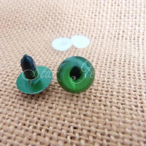 100pcs new arrvial 16mm round green color toy cat eyes with white washers/ct