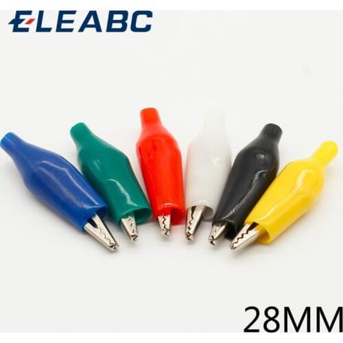 12Pcs Insulation Metal Alligator Clip Electric Test 28MM Lead colorful Red Black Blue Green White Yellow small crocodile clip