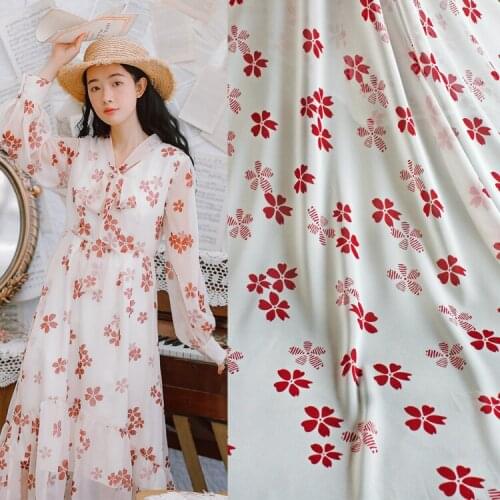 150cm printed fabric meter perspective chiffon fabric material drape scarf dress polyester fabric wholesale cloth