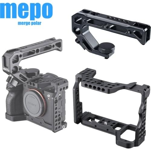 A7R IV Aluminum Alloy Camera Cage for Sony A7R4 Sony A7R iv w/ Cold Shoe Mount Arri Positioning Hole 1/4 3/8 Thread Handle Grip