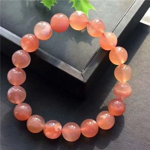 AAAAA Natural Madagascar Cherry Agate Crystal Round Beads Bracelet 11mm