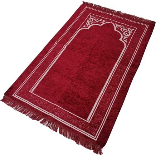 B BOX Chinese Islamic Luxury Meccan Woven Chenille Prayer Rug Janamaz Sajadah 70X110CM