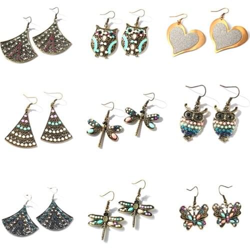 Bohemian Water Drop Rice Bead Pendant Earrings Fashion Butterfly Owl Dragonfly Tassel Pendant Earring 2021 new Jewelry for Women