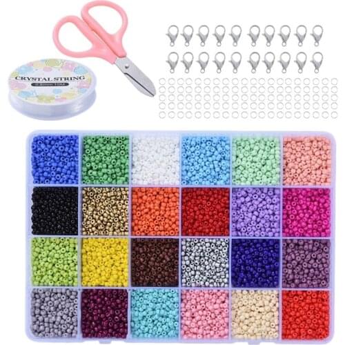 Seed Beads for Bracelets,24000Pcs 2mm Rainbow Loose Beads Small Beads Assorted Kit with Organizer Box for Jewelry Making
