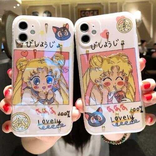 Cartoon Sailor Moon Soldiers Case for iPhone 12Pro Max Back Phone Cover for 12 Mini 11Pro X XS XR 6 8 7 Plus SE 2020 Capa
