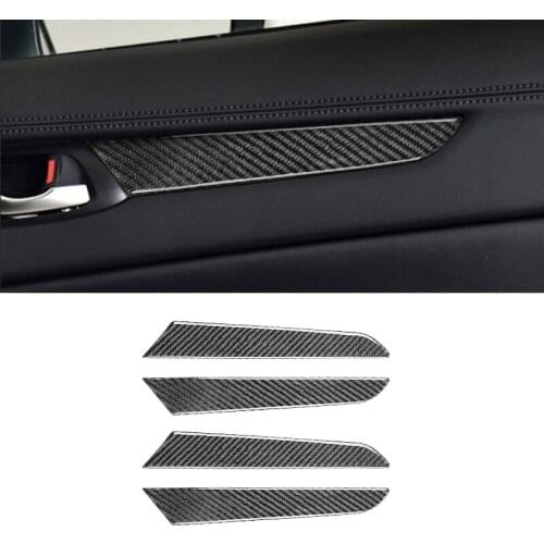 For Mazda CX-5 CX5 2017 2018 4PCS Carbon Fiber Car Interior Window Door Panel Cover Decor Trim