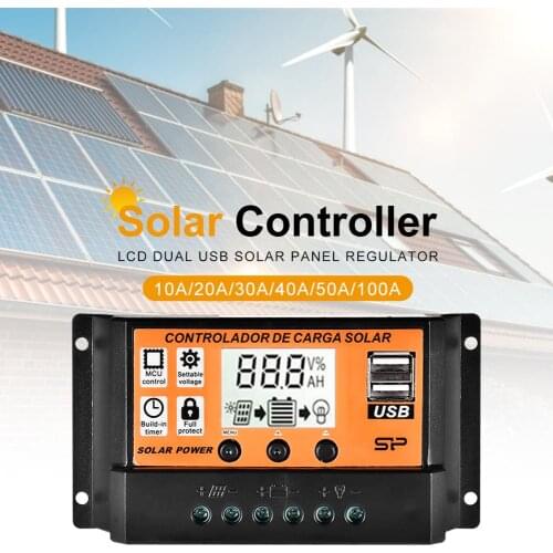 Solar Controller MPPT 10A/20A/30A/40A/50A/100A Auto Solar Charge Controller LCD Dual USB Solar Panel Regulator Solar Regulator