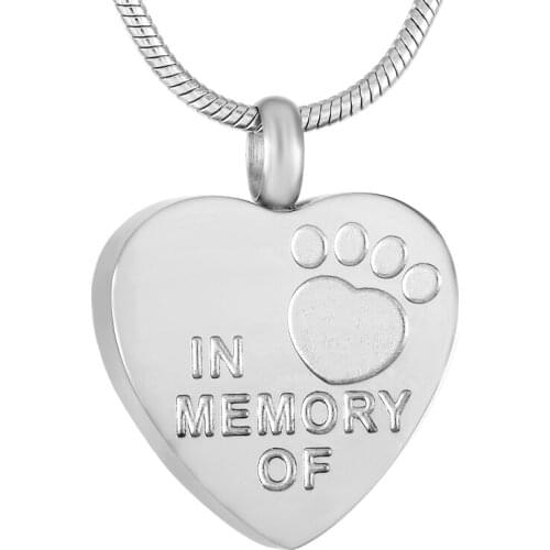 IJD9305 Dog/Cat Paw In My Heart Cremation Pendant In Memory Of Keepsake Ashes Holder Memorial Urn pendant Jewellery For Pet
