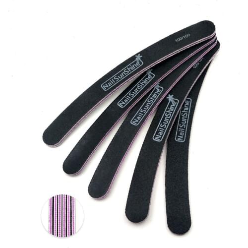 5Pcs EVA Curved Nail File Buffing 100/180/240 Black Diamond Sandpaper Sanding Nail Buffer Washable Manicure Accessoires Tools