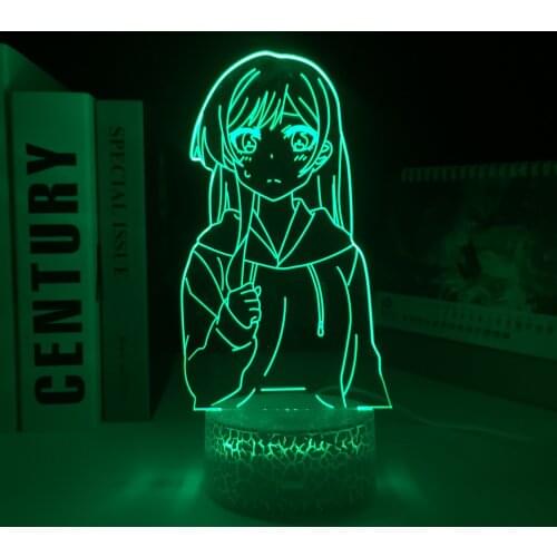 KANOJO MO KANOJO Anime Remote Control LED White Base Night Light for Birthday Gift Bedroom Decorative Nightlight 3D Table Light