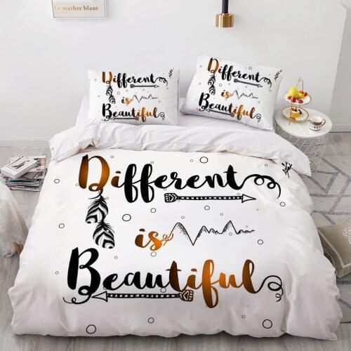 English Letter Classic 3D Design Custom Bed Linen Comforter Quilt Cover Bedding Set Single King Queen Double Single Size Home