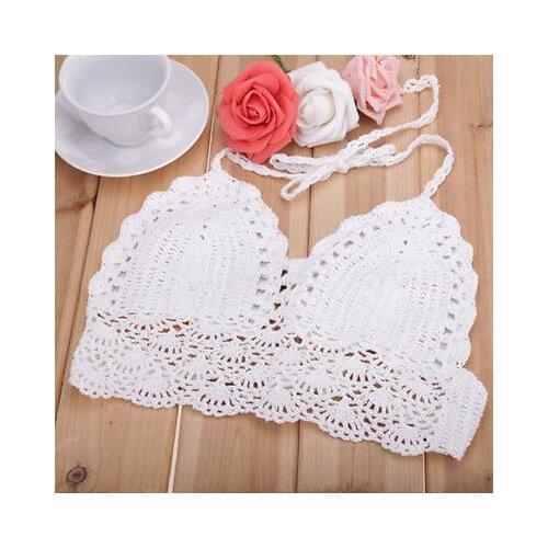 Hot Sexy Women Girl Crochet Hollow Beach camis Women sexy knit Bra top