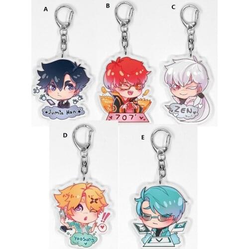 Mystic Messenger Jumin Yoosung 707 Zen V Acrylic Keychain Strap Figure Cute New