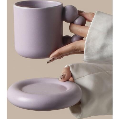 Fashion Ceramic Creative Coffee Cup With Tray Nordic Home Decor Handmade Art Tea Mug Tray Personalized Gifts