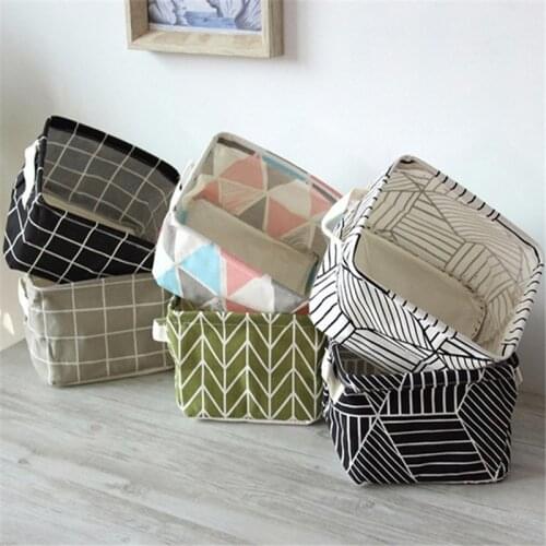 Fashion Convinence Cotton And Linen Desk Storage Basket Holder Jewelry Stationery Office Organizer Case For Cosmetics