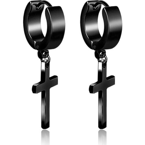 Fashion Stainless Steel Cross Clip Earrings Men Punk Jewelry For Women Girl Friendship Gifts Accessories boucle oreille femme