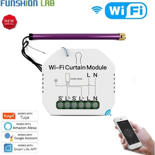 WiFi Mini Smart Curtain Switch Module Roller Blinds Shutter Motor Smart Life Tuya APP Remote Control Work with Alexa Google Home