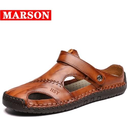 New Summer Men Sandals Leather Classic Roman Sandals Slipper Outdoor Beach Rubber Flip Flops Breathable Water Trekking Sandals