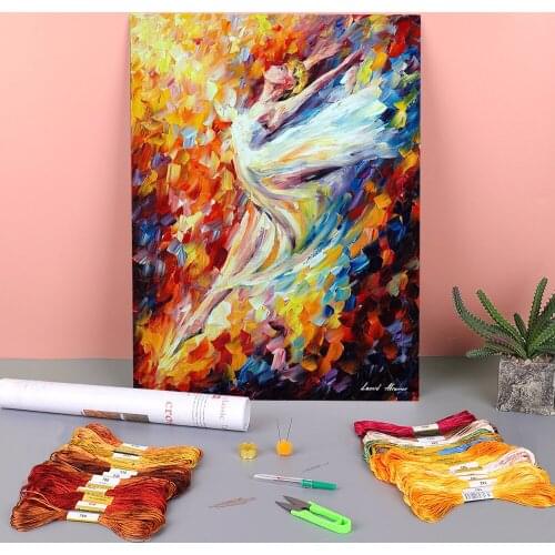 Music Splash Printed Canvas 11CT Cross Stitch DIY Embroidery Set DMC Threads Handiwork Handmade Sewing Craft Mulina Wholesale