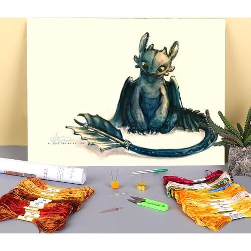 Doodles Printed 11CT Cross Stitch DIY Embroidery Set DMC Threads Handmade Sewing Hobby Handiwork Package For Magic