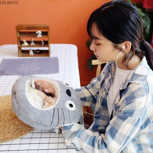 Cartoon Bear Paw Totoro Hamster Pig Transparent Visible Winter Hand Warmer Plush Stuffed Cushion Toys For Playing Mobile Phone