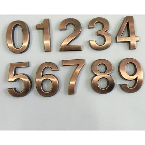 New 1PC 0-9 Bronze House Numbers 70*48*8mm Hotel Home Door ABS Plating Number Digits Sticker Plate Signs Address Plaque Hotsale