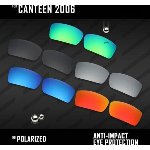 OOWLIT 5 Pairs Polarized Sunglasses Replacement Lenses for Oakley Canteen 2006-Black & Silver & Ice Blue & Red & Emerald Green