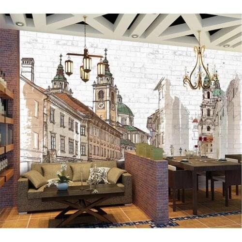 Papier peint Custom wallpaper 3d mural hand-painted European city Nordic background wall painting living room bedroom wallpaper