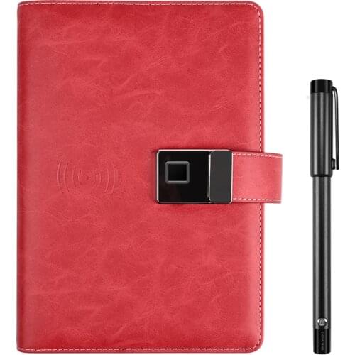 Customize Fingerprint Lock Diary Wireless Charger Secret Safe Notebook With Smart Pen