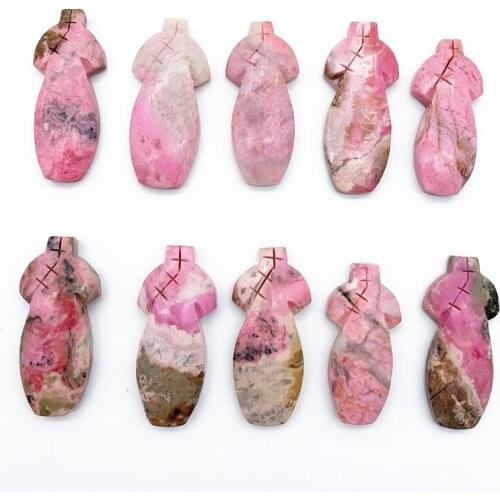 Drop Shipping 1PC New Natural Pink Rhodonite Cheongsam Cloths Hand Carving Healing for Collection Natural Stones and Crystals
