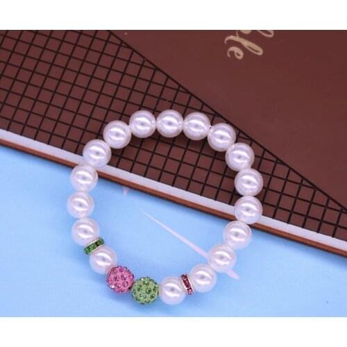Drop Ship Cheap Pink Green Ball Pearl Beaded Stretch Bracelets For Girl Or Women