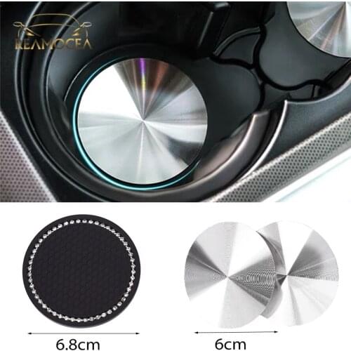 Reamocea 2Pcs Silver Metal Car Water Cup Holder Cover Mat Trim Decoration For Land Rover Range Rover Sport Vogue Discovery 4 5