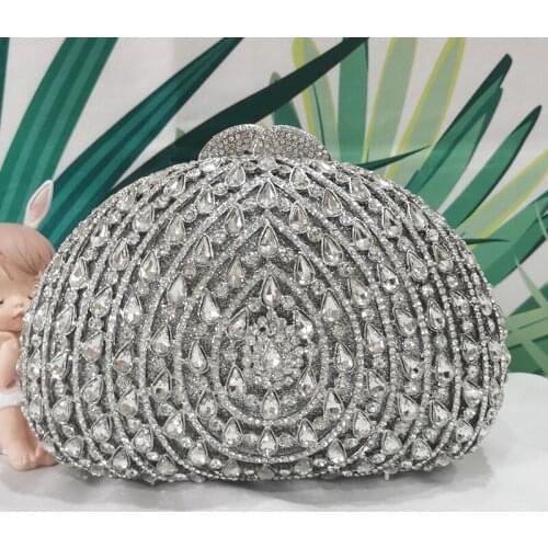 Luxury High Quality Silver Wedding Bridesmaid Clutches Elegant Lady Diamond Cellphone Evening Purses And Handbags Small Bags