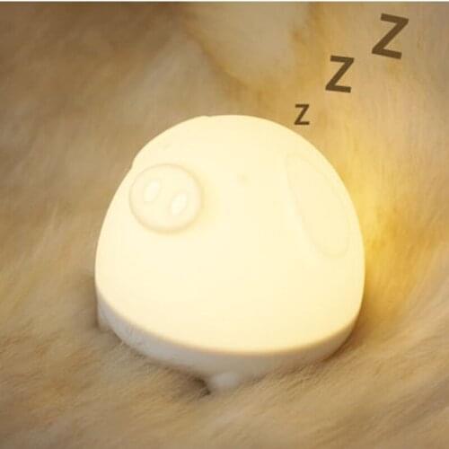 GEEKFUN Silicone Table Lamp Cartoon Cute SnoringPig USB Charging Toggle Atmosphere 7 Colors LED Beside Night Light Baby Gift