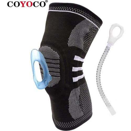 COYOCO Black White Spring Knee Support Silicon Meniscus Protector Patella Pads 1 Pcs Leg Arthritis Gym Sleeve Brace Kneepads
