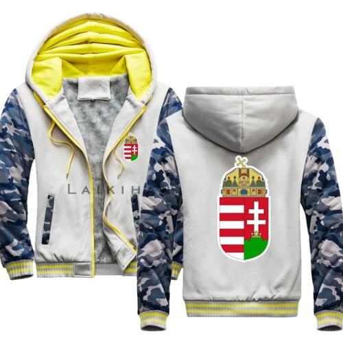 Hot Hoodies men Autumn And Winter SweatshirtsHungary Flag Coat of Arms Causal Tracksuits Men Sets Hooded Thicken Fleece Hoodies