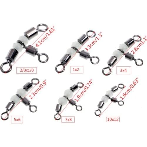10Pcs 3 Way Triple Glow Luminous Beads Fishing Rolling Swivels Tackle Connector G32E